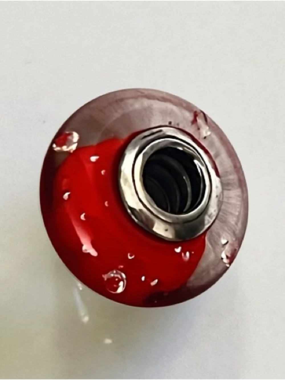 Pandora Bright Red Glass Vase with Silver Rim